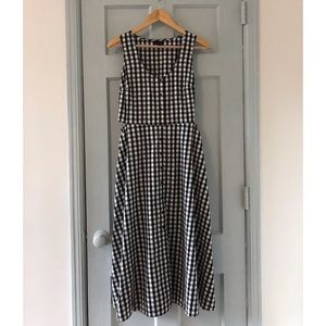 Midi length button front gingham dress